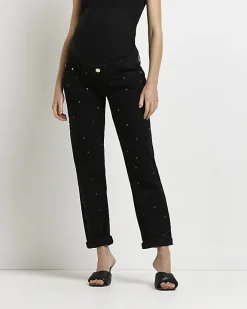 River Island mid rise maternity mom jeans Black Discount