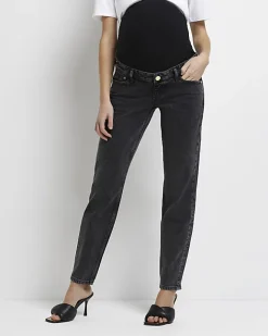 River Island mid rise maternity mom jeans Black Fashion