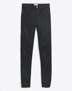 River Island mid rise skinny coated jeans Black Sale