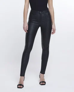 River Island Molly coated super skinny jeans Black Best