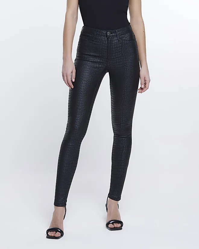 River Island Molly coated super skinny jeans Black Best
