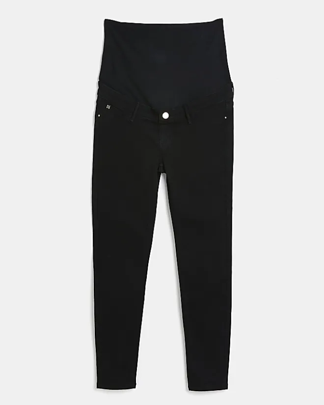 River Island Molly mid rise maternity skinny jeans Black Outlet