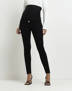 River Island Molly mid rise maternity skinny jeans Black Outlet
