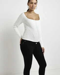 River Island Molly mid rise maternity skinny jeans Black Outlet