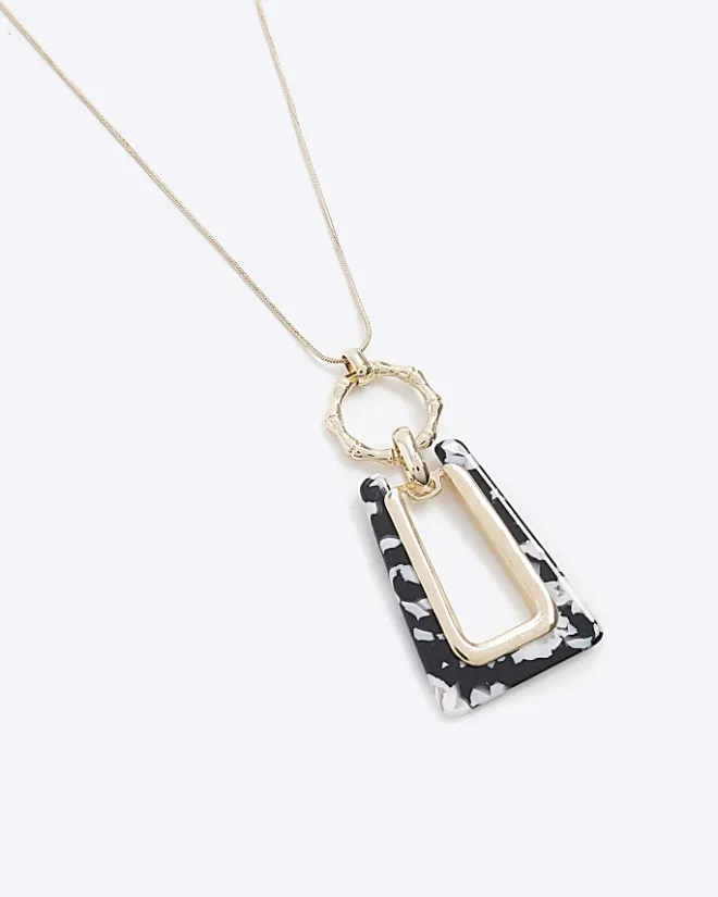 River Island monochrome rectangle necklace Black Clearance