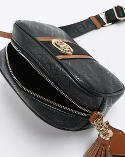 River Island monogram cross body bag Black Online