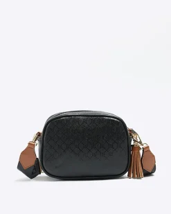 River Island monogram cross body bag Black Online