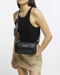 River Island monogram pouchette bag Black Best