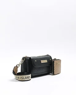 River Island monogram pouchette bag Black Best