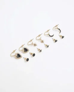 River Island moon and star earrings multipack Black Online