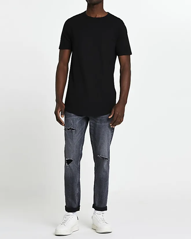 River Island multipack of 5 curve hem t-shirts Black Sale