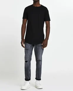 River Island multipack of 5 curve hem t-shirts Black Sale