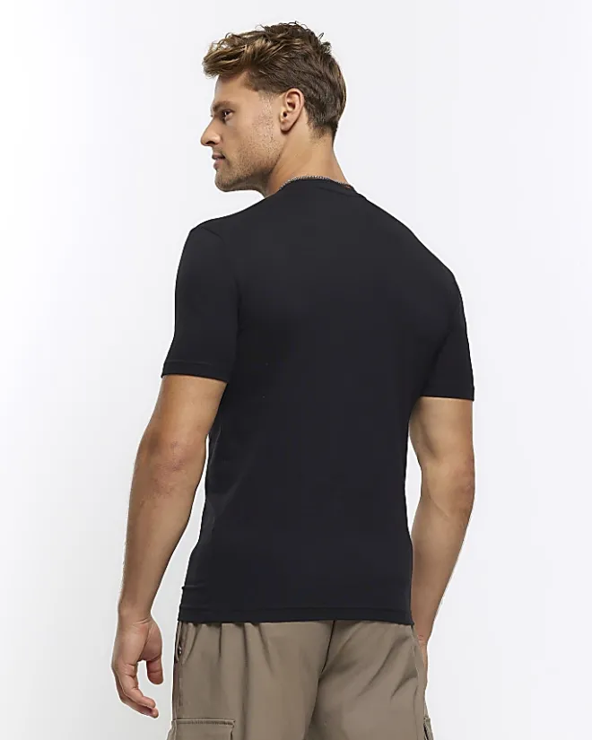 River Island multipack of 5 muscle fit t-shirts Black Outlet