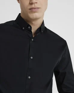 River Island muscle fit long sleeve shirt Black Best