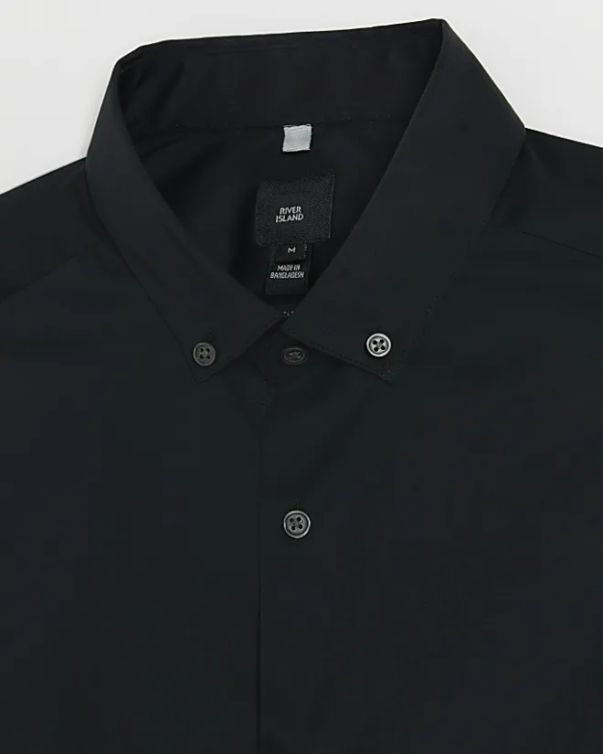 River Island muscle fit long sleeve shirt Black Best