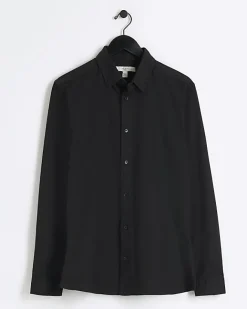 River Island Muscle Fit Oxford Smart Shirt Black Online