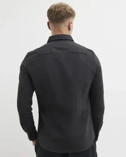 River Island Muscle Fit Oxford Smart Shirt Black Online