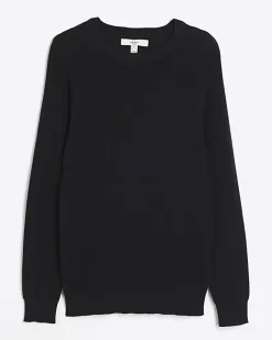 River Island muscle fit rib jumper Black Outlet