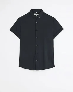 River Island Muscle fit short sleeve shirt Black Best