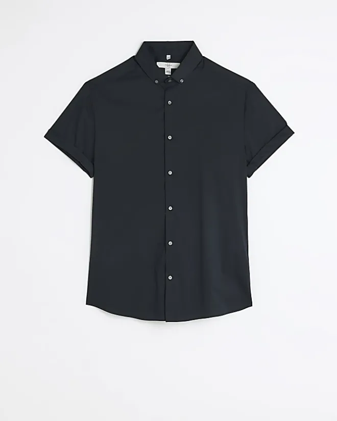 River Island Muscle fit short sleeve shirt Black Best
