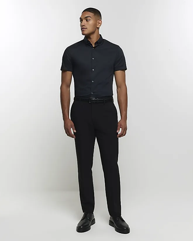 River Island Muscle fit short sleeve shirt Black Best