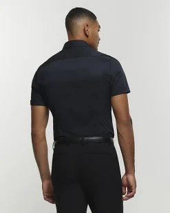 River Island Muscle fit short sleeve shirt Black Best