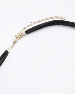 River Island open circle necklace Black Clearance