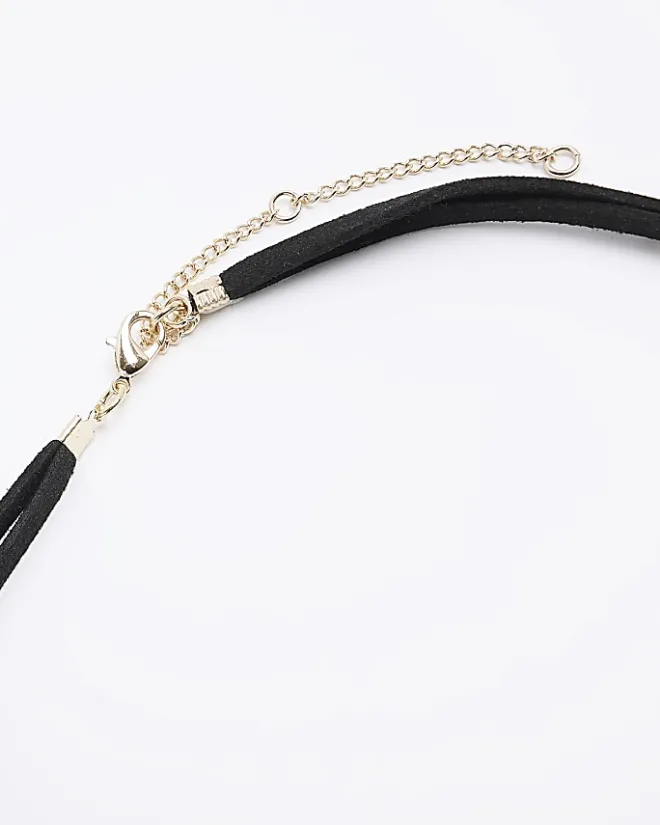 River Island open circle necklace Black Clearance