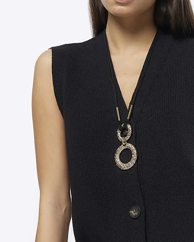 River Island open circle necklace Black Clearance