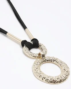 River Island open circle necklace Black Clearance