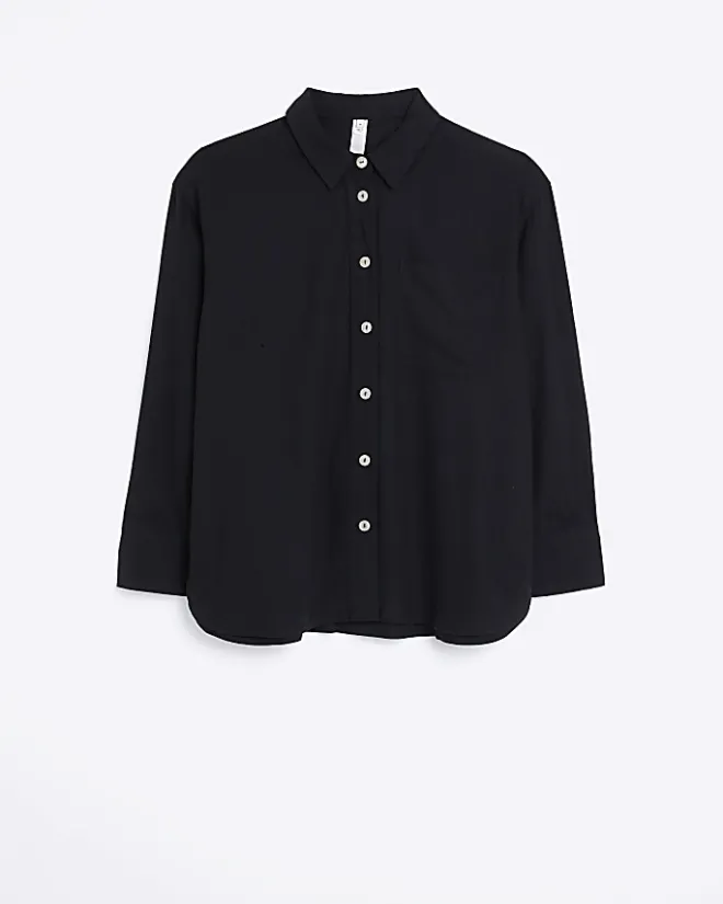 River Island oversized shirt with linen Black New