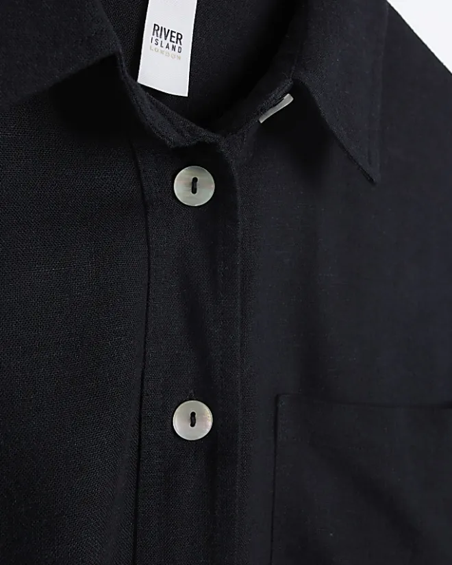 River Island oversized shirt with linen Black New
