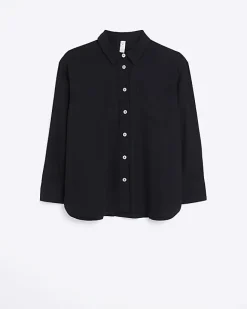 River Island oversized shirt with linen Black New