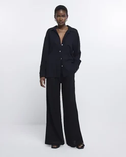 River Island oversized shirt with linen Black New