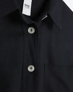 River Island oversized shirt with linen Black New