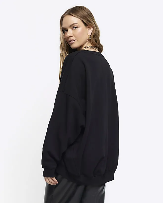 River Island oversized sweatshirt Black Hot