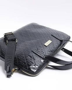 River Island patent embossed laptop bag Black Fashion