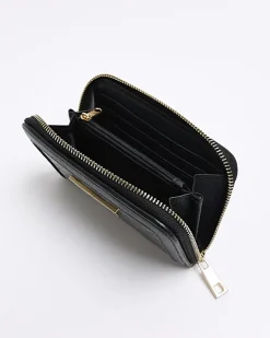 River Island patent embossed RI purse Black Online