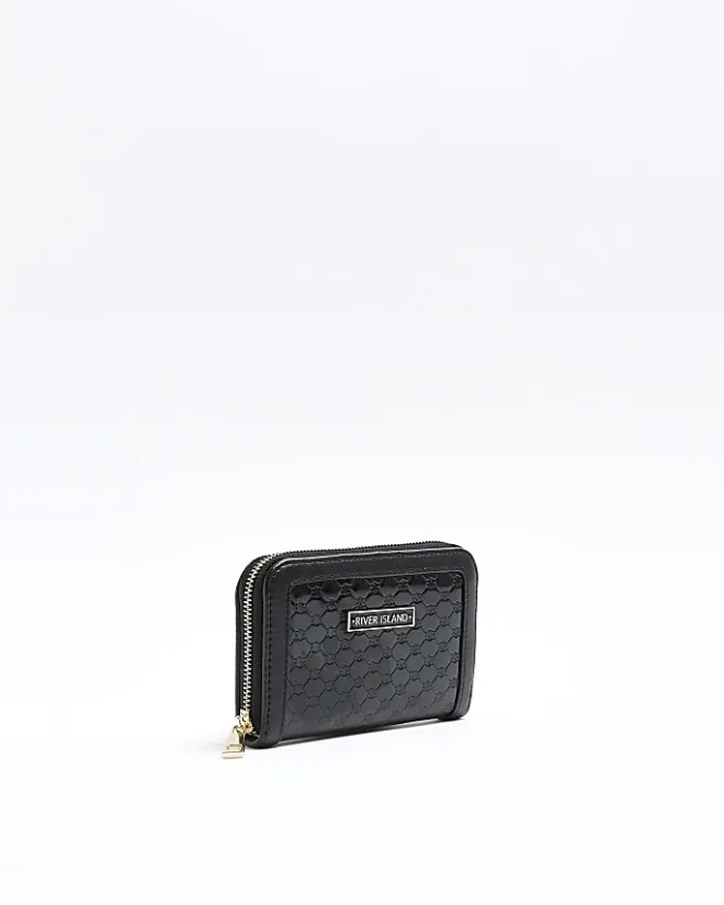 River Island patent embossed RI purse Black Online