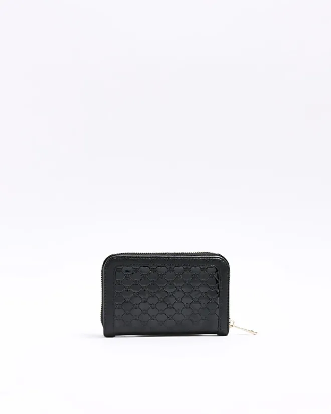 River Island patent embossed RI purse Black Online