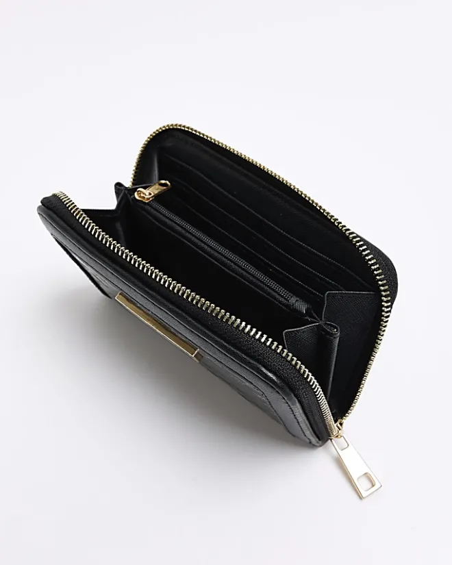 River Island patent embossed RI purse Black Online