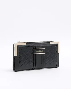 River Island patent quilted purse Black Online