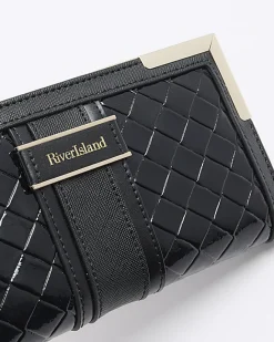 River Island patent quilted purse Black Online