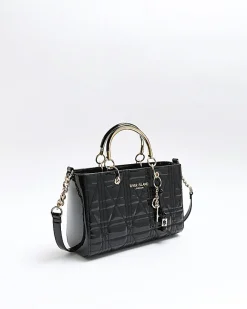 River Island patent tote bag Black Online
