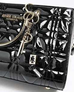 River Island patent tote bag Black Online