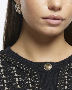 River Island pearl stud earrings Black Discount