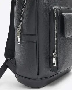 River Island Pebbled Backpack Black Sale