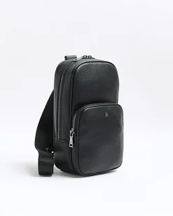 River Island pebbled cross body bag Black Outlet