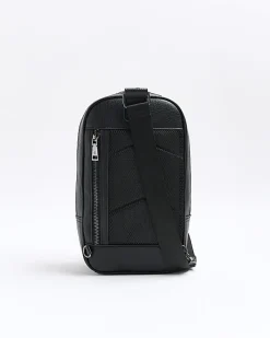 River Island pebbled cross body bag Black Outlet