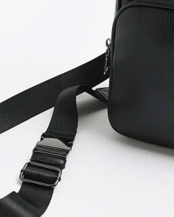 River Island pebbled cross body bag Black Outlet
